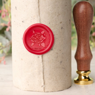 Red Rose Red Wax Seal Stamp With Text