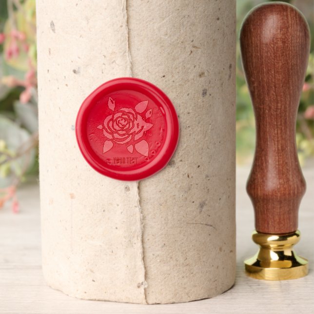 Red Rose Red Wax Seal Stamp With Text (Insitu (Parchment))