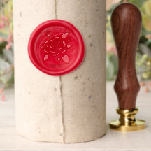 Red Rose Red Wax Seal Stamp With Text