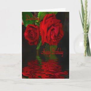 Red Rose Refelcted-Happy Birthday Darling Card