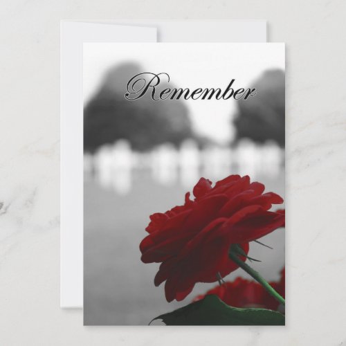 Red Rose Remember Memorial Day Invitation