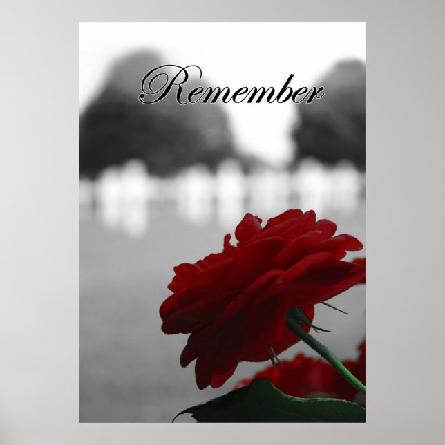 Red Rose Remember Memorial Day Poster (Front)