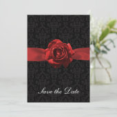 Red Rose & Ribbon Save The Date (Standing Front)