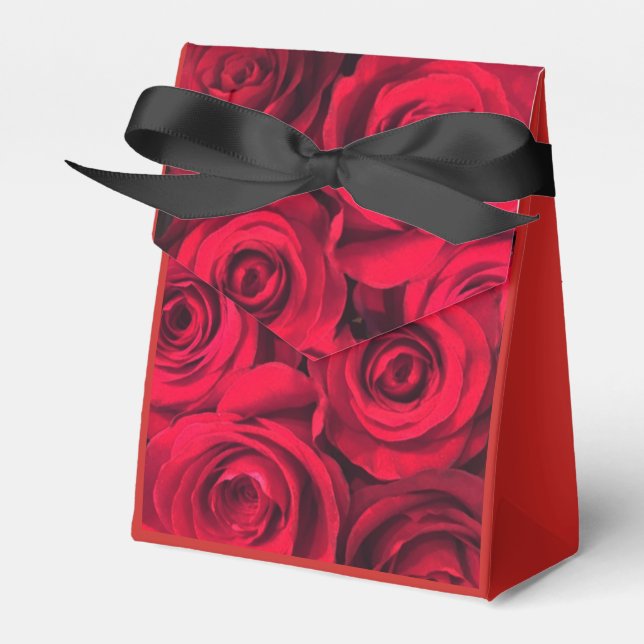 Red Rose Romance Favor Boxes (Front Side)