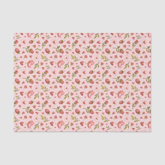 Red Rose Romance Heart Pattern Valentine's Day Tissue Paper (Front)