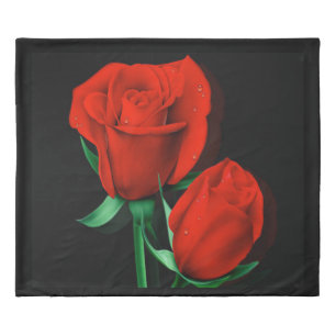 Red Rose Romantic Couple Theme Home Décor King  Duvet Cover