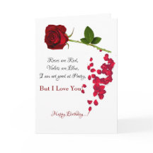 Red Rose Romantic I Love You Birthday Card