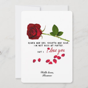 Red Rose Romantic I Love You Valentines Day Card