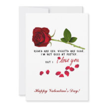 Red Rose Romantic I Love You Valentines Day Card