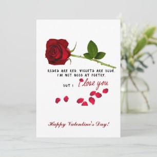 Red Rose Romantic I Love You Valentines Day Card