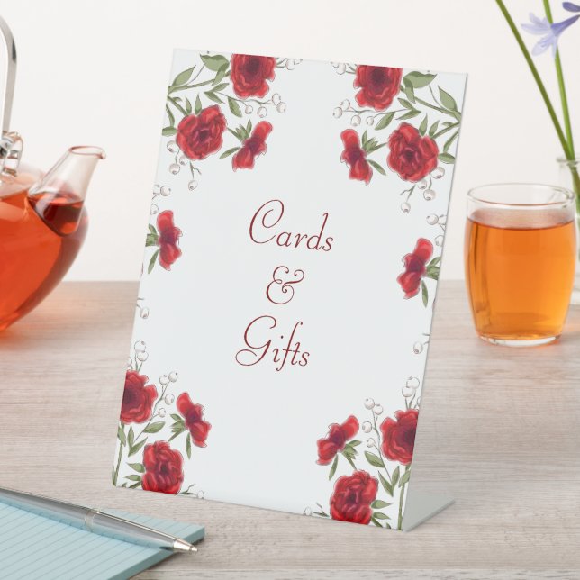 Red Rose Romantic Wedding Cards Gift Sign (In SItu)