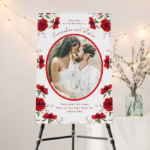 Red Rose Romantic Wedding Ceremony Sign