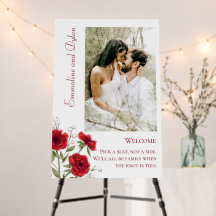 Red Rose Romantic Wedding Ceremony Sign