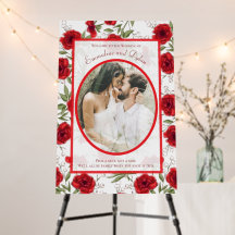 Red Rose Romantic Wedding Ceremony Sign