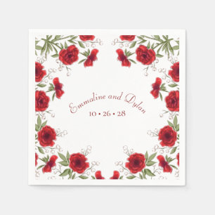 Red Rose Romantic Wedding Napkins