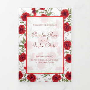 Red Rose Romantic Wedding Programs