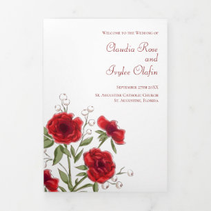 Red Rose Romantic Wedding Programs