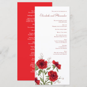 Red Rose Romantic Wedding Programs