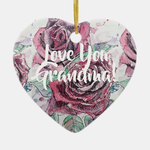 Red Rose roses Floral Love You Grandma Decoration