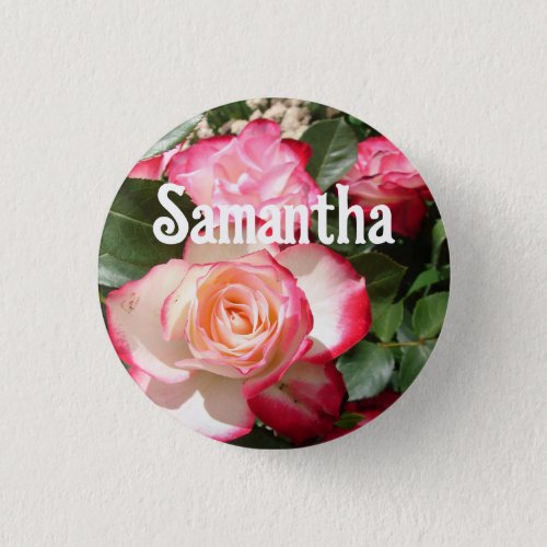 Red Rose Roses floral Photo Womens Birthday Party Button