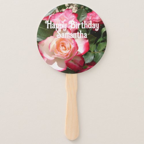 Red Rose Roses floral Photo Womens Birthday Party Hand Fan