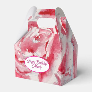 Red Rose Roses Flower Pattern Paper Party Plate Favor Boxes