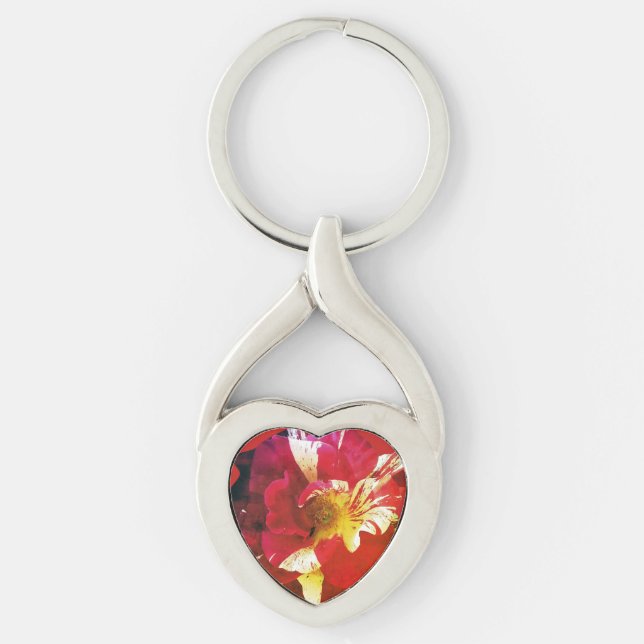 Red Rose Round Cushion Keychain (Front)