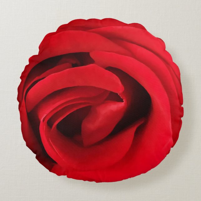 Red Rose Round Pillow (Front)