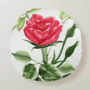 Red Rose Round Pillow