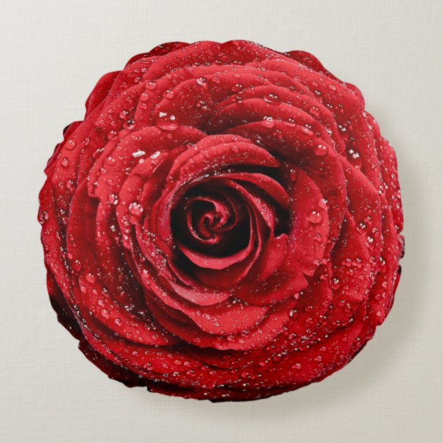 Red Rose Round Pillow (Front)