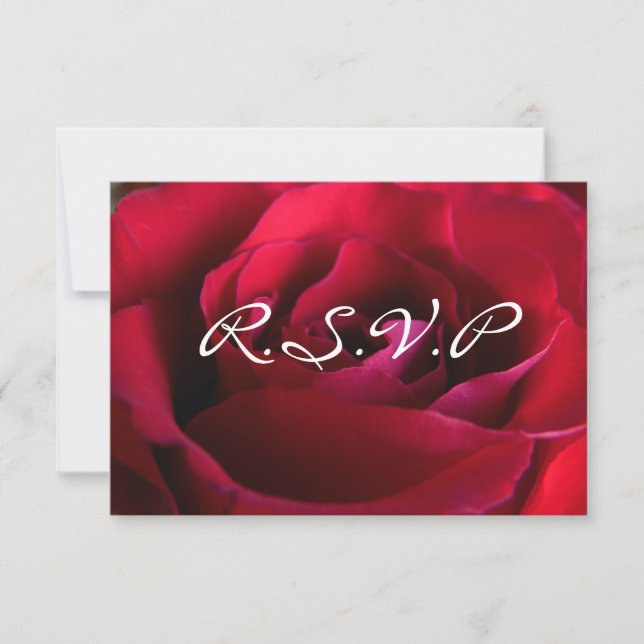 Red Rose RSVP Personalized Rose Cards (Front)