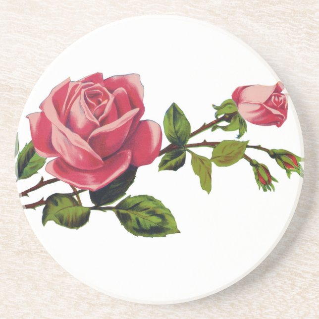 Red Rose Sandstone Coaster (Front)