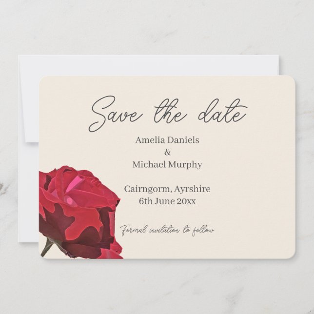 Red Rose Save The Date (Front)