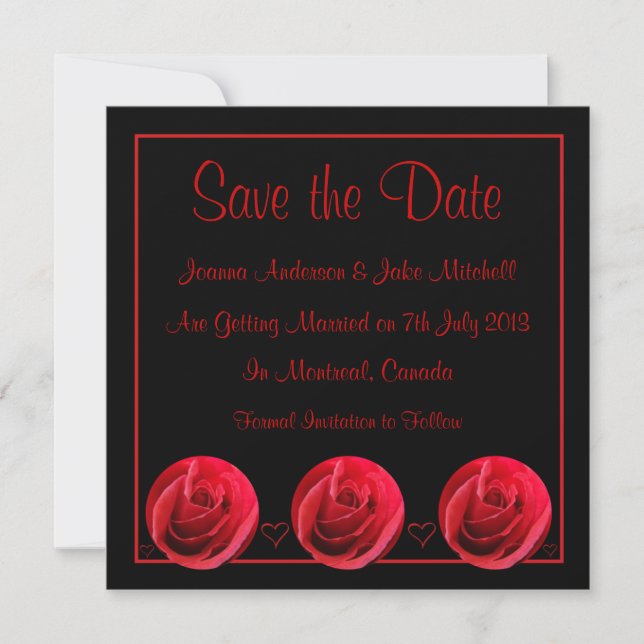 Red Rose Save the Date Invitation (Front)
