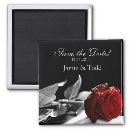 Red Rose Save The Date Magnet