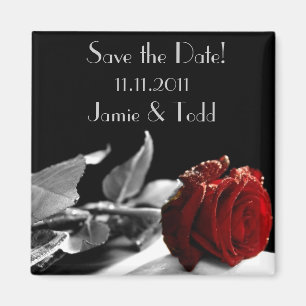 Red Rose Save the Date Magnet