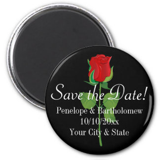 Red Rose Save the Date Personalized Favor Coin Magnet