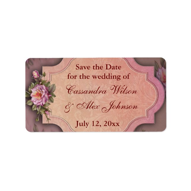 Red Rose Save The Date Wedding Address Labels (Front)
