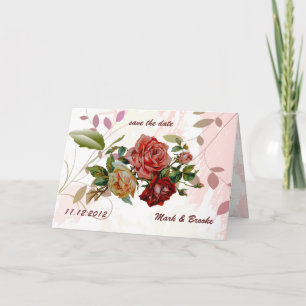 Red rose save the date wedding announcement