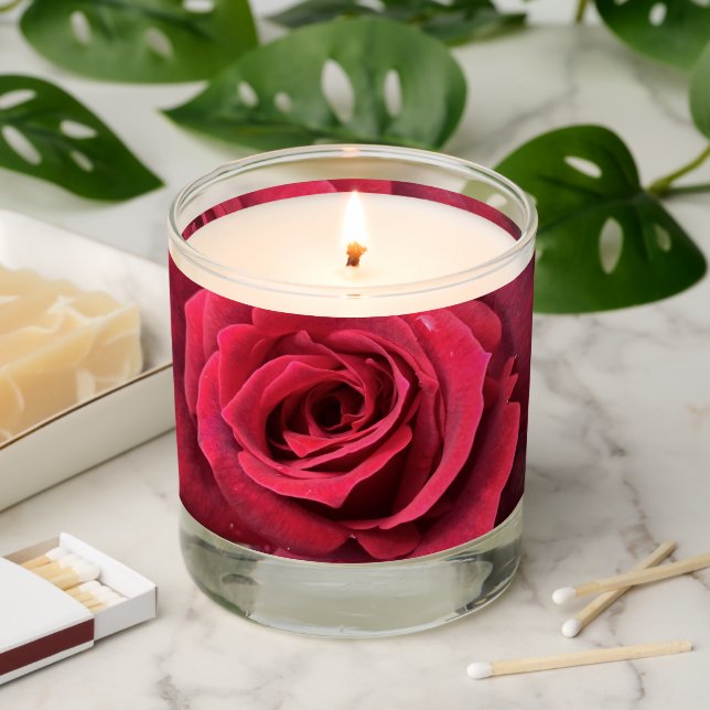 Red Rose scented Candle (Lit)