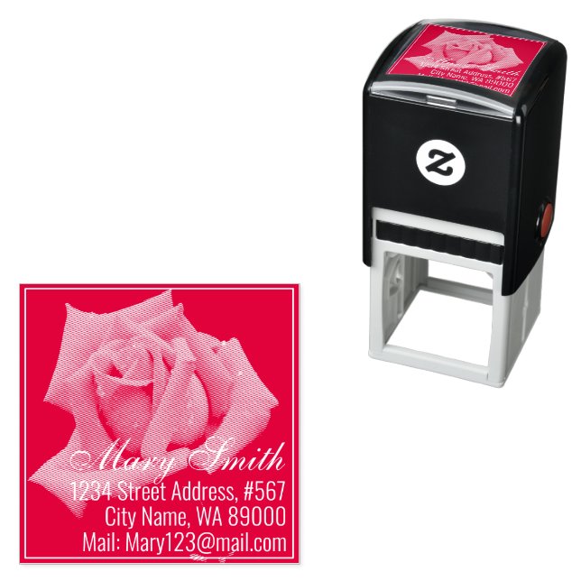 Red Rose Self-inking Stamp (In Situ)