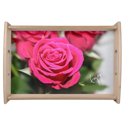Red rose serving tray