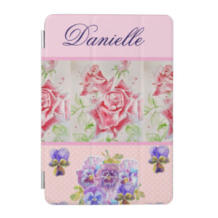 Red Rose Shabby Chic Watercolor Roses Pink Floral iPad Mini Cover