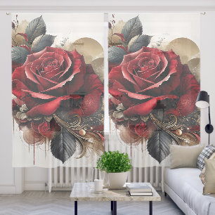 Red Rose Sheer Curtains