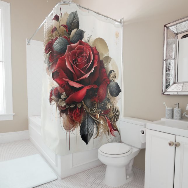 Red Rose Shower Curtain (In Situ)