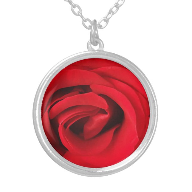Red Rose Silver Plated Necklace (Front)