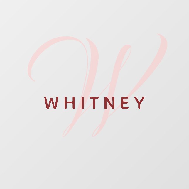 Red Rose Simple Monogram Name & Initial Wall Decal (Front)