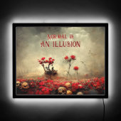 Red Rose Skull Goth Garden LED Sign (Front)