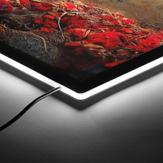 Red Rose Skull Goth Garden LED Sign (Corner)