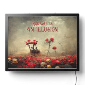 Red Rose Skull Goth Garden LED Sign (Lights Off)